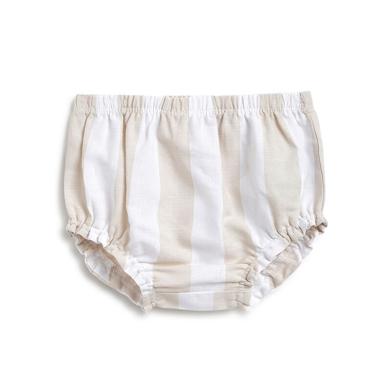 Girls Natural Striped Short Sleeve Dress with Panties image number 2